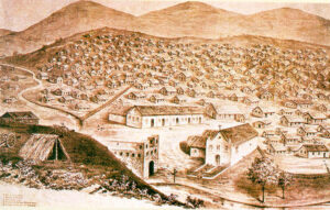 This is an illustration of the Canudos community in Brazil, which became the site of a massive rebellion and equally massive persecution.