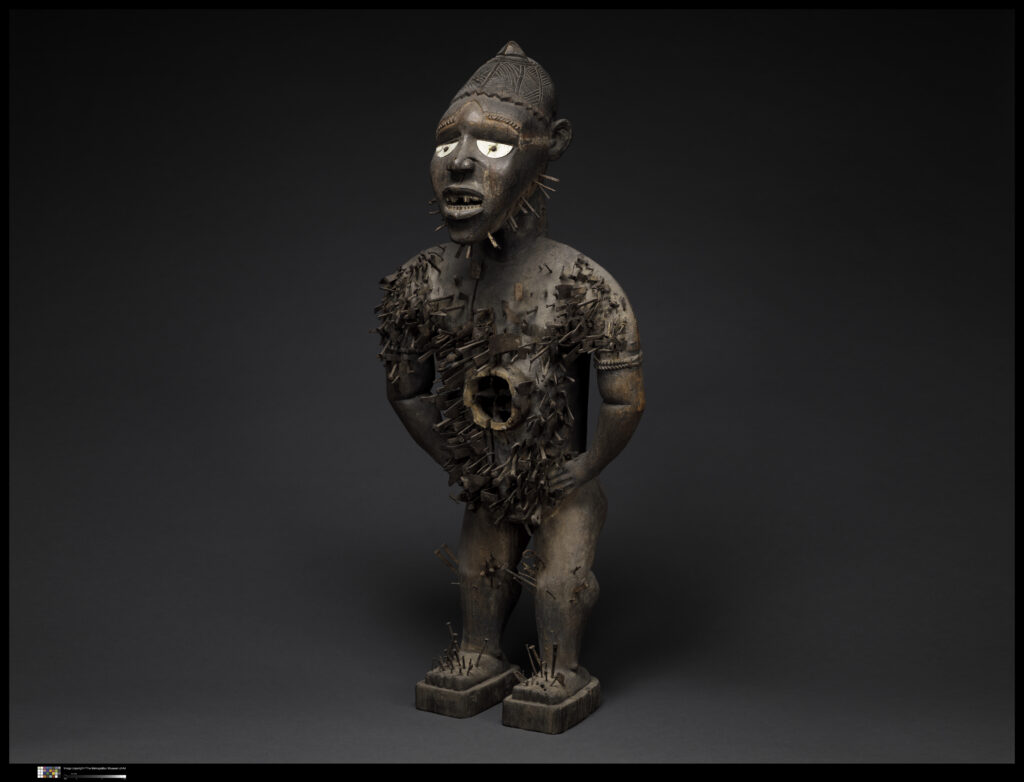 Nkisi sculpture from Congo. These artistic works were meant to provide their owners with spritual protection.