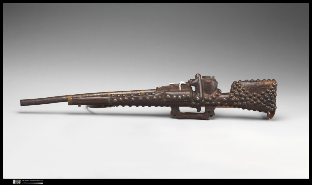 This Chokwe gun pipe from the twentieth century demonstrates the material and symbolic importance of weapons to this West-Central African people.