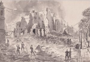 This illustration depicts the aftermath of the British bombing of Alexandria, Egypt, a crucial moment in the rise of formal empire on the African continent.